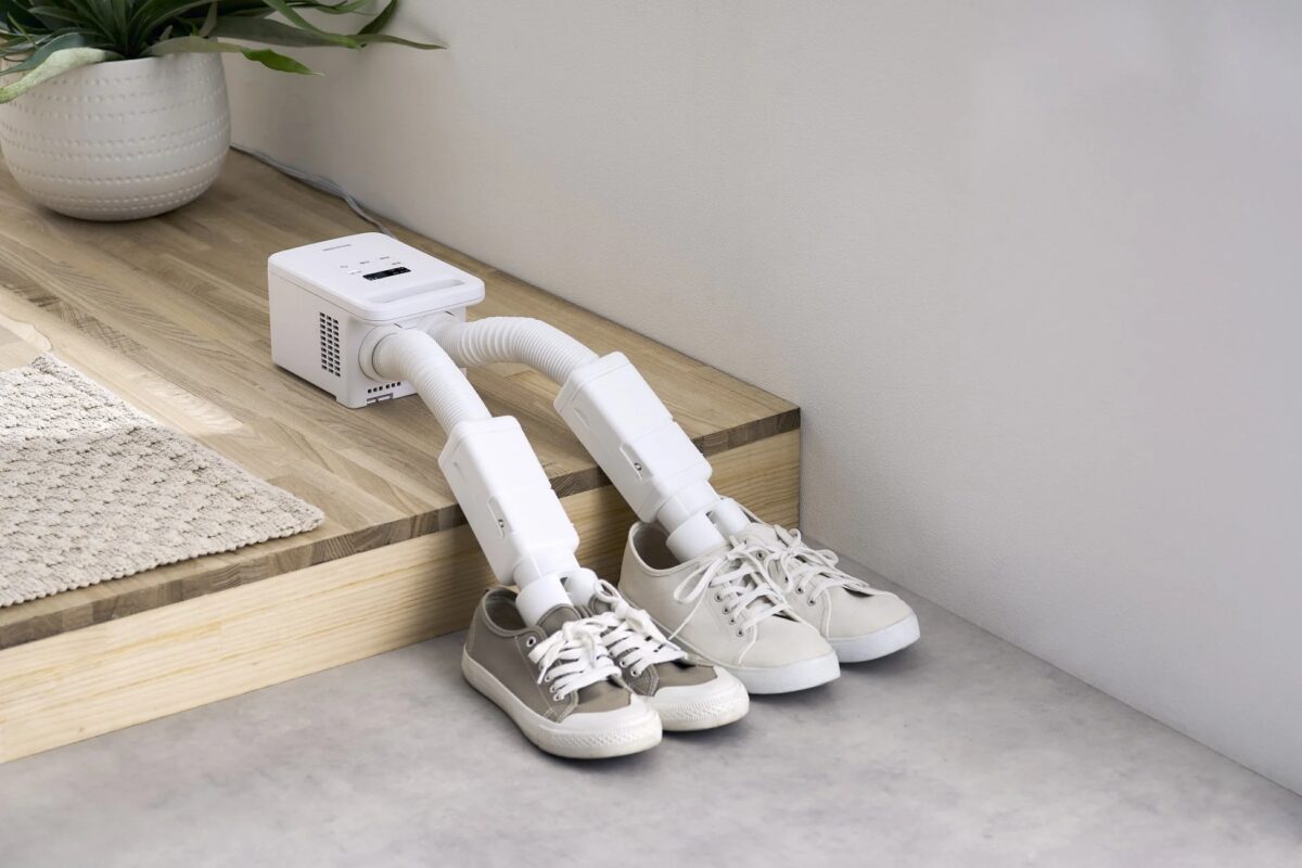 靴を乾燥させている様子